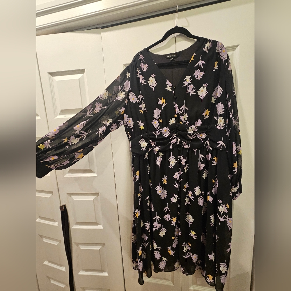 Lane Bryant Floral Button-front Fit & Flare Dress, size 22 - Picture 4 of 5